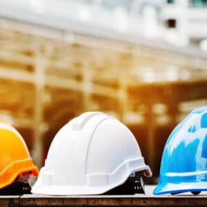hard hats being used for industrial head protection