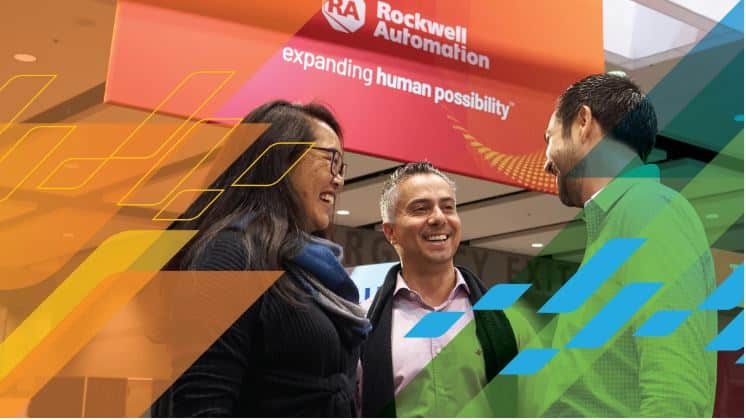 People networking at Rockwell Automation Fair 2022 in Chicago. 