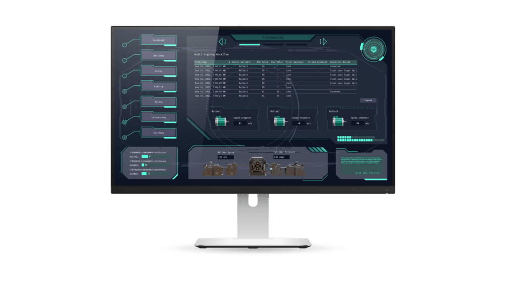 Computer monitor with Rockwell Automation FactoryTalk Optix software UI