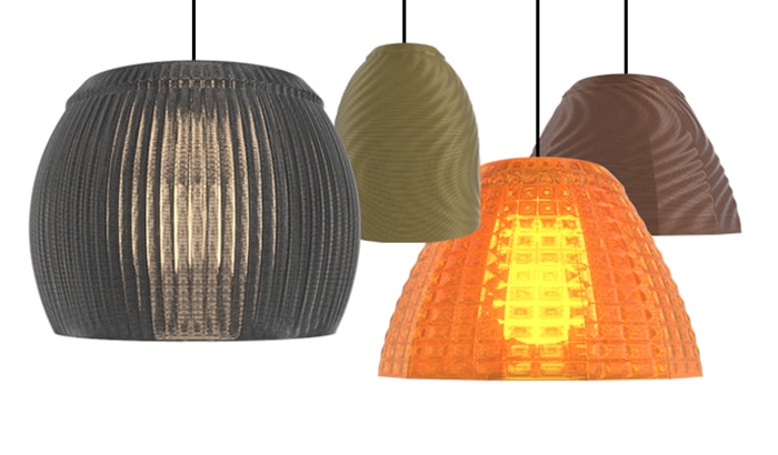 3D printed pendant light fixtures from Philips. 
