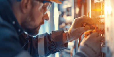 Man installing Mersen Class J Fused Switches in industrial application