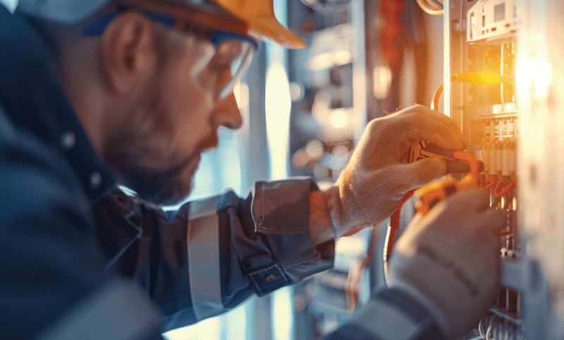 Man installing Mersen Class J Fused Switches in industrial application