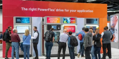 Attendees checking out the new products at Rockwell Automation Fair.