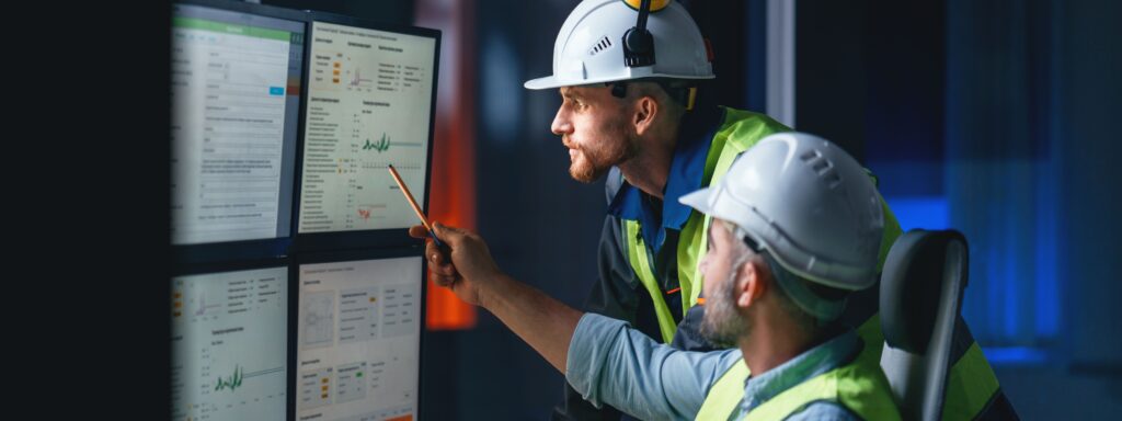 Two engineers analyzing industrial data to make informed decisions.